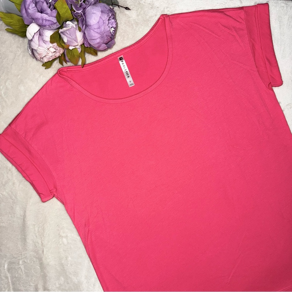 Fabletics Dark Pink Athletic Short Sleeve T-shirt